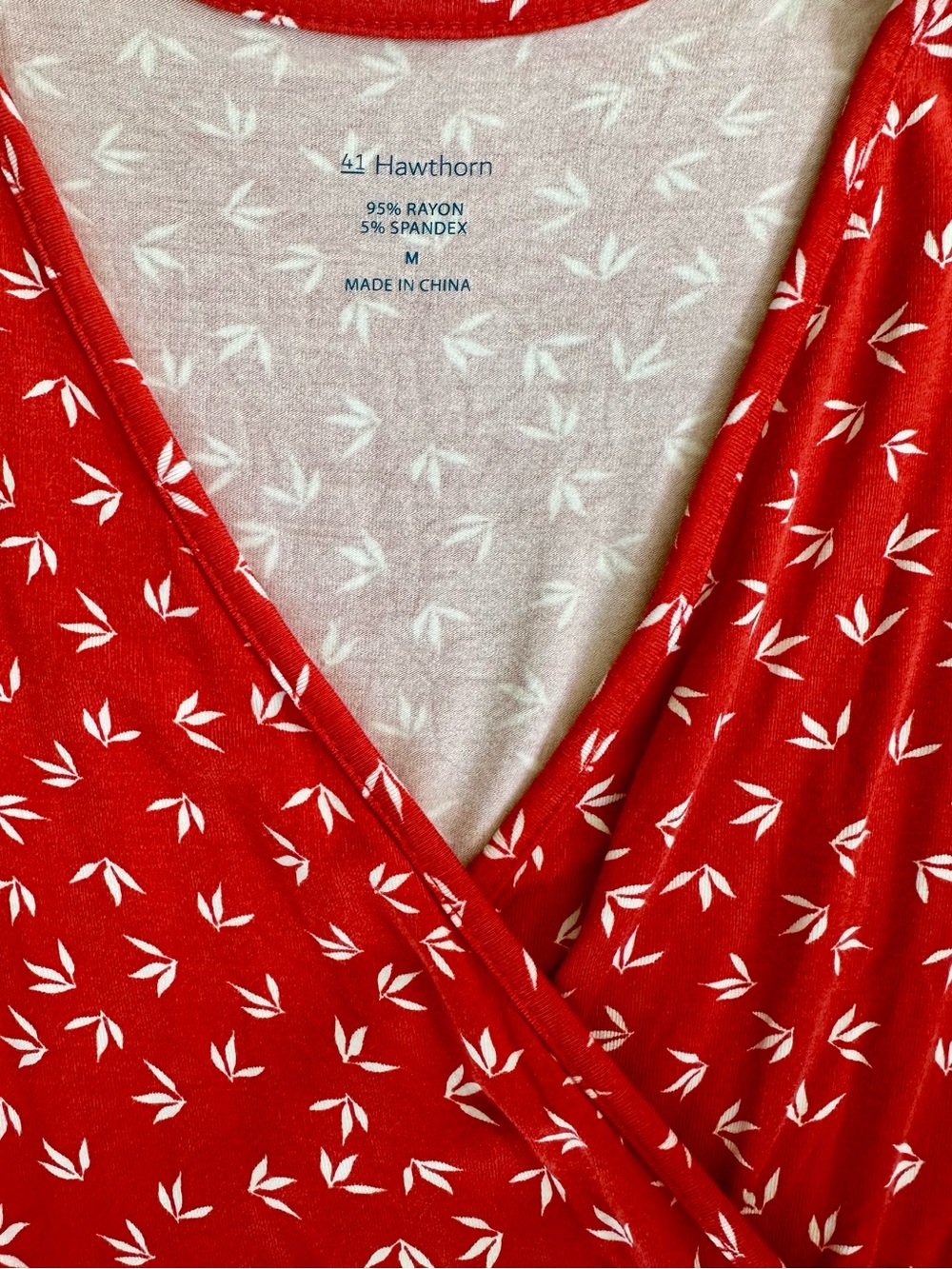 Red Short Sleeve V-Neck Wrap Dress - Picture 5 of 5